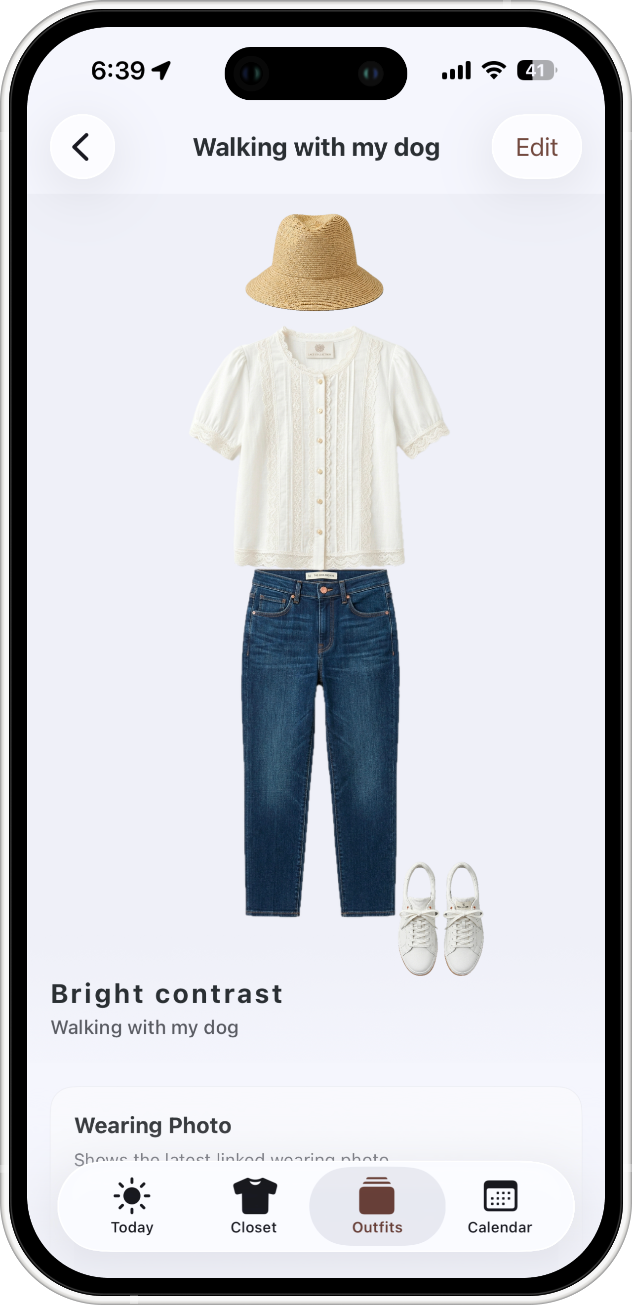 Outfit detail with wearing photo