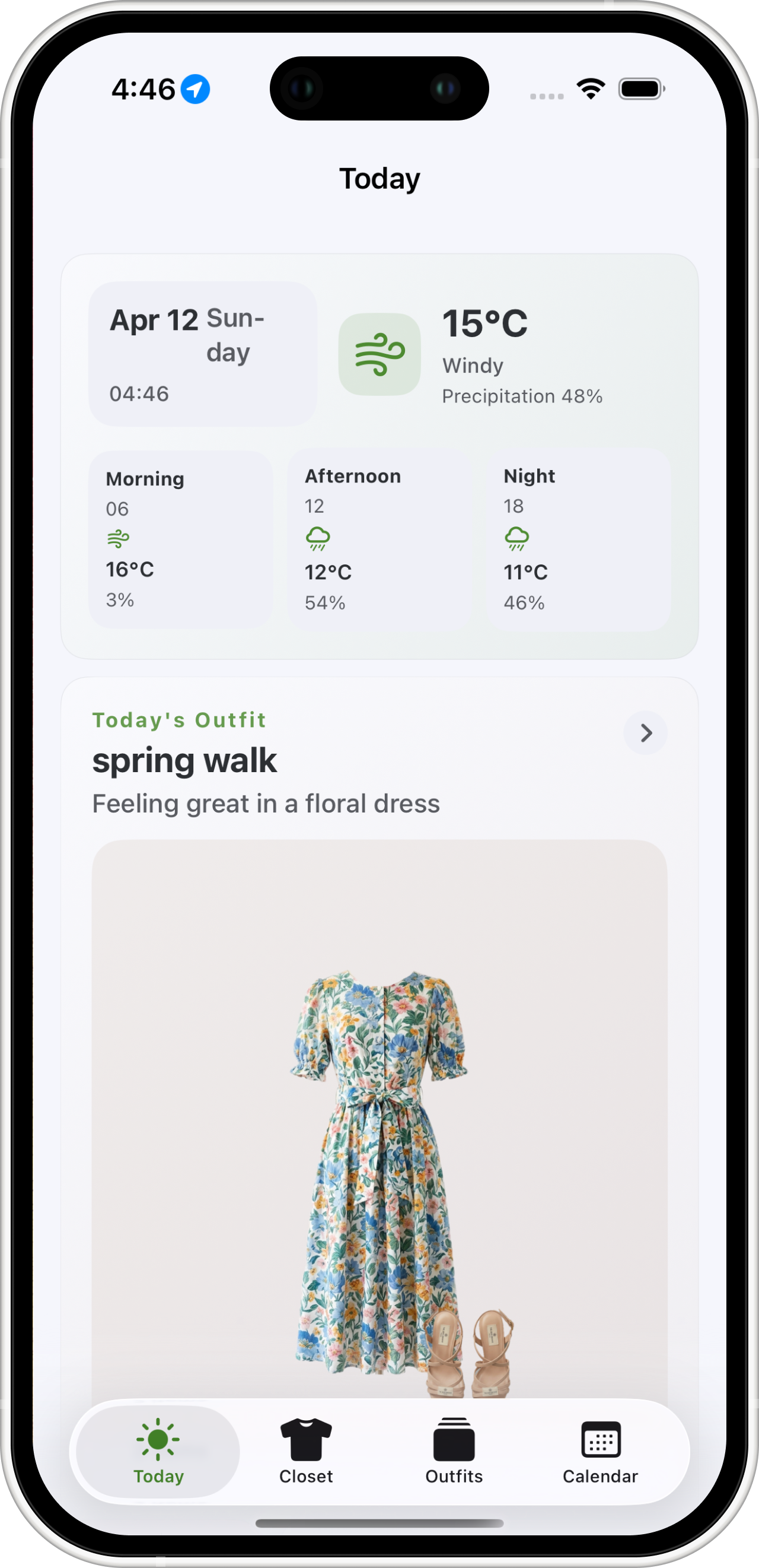 MyOutfit Today screen